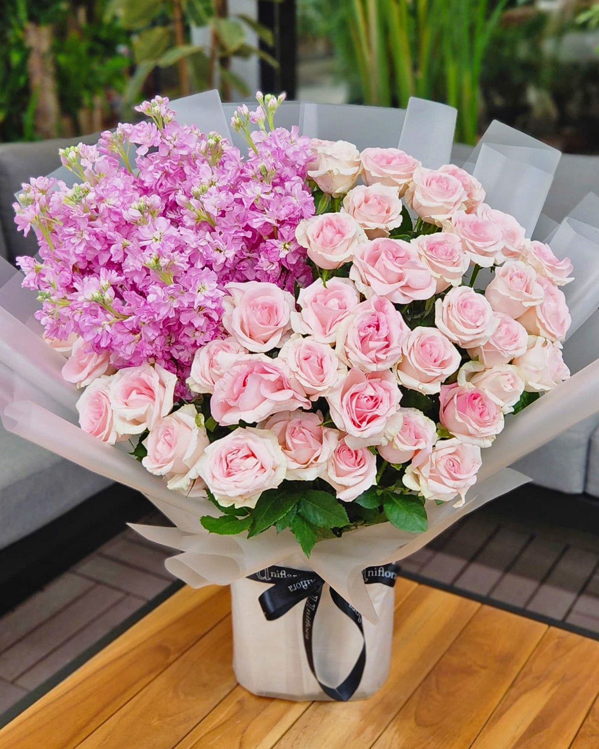 Blush Roses Bouquet, pink roses bouquet, from Uniflora Dubai