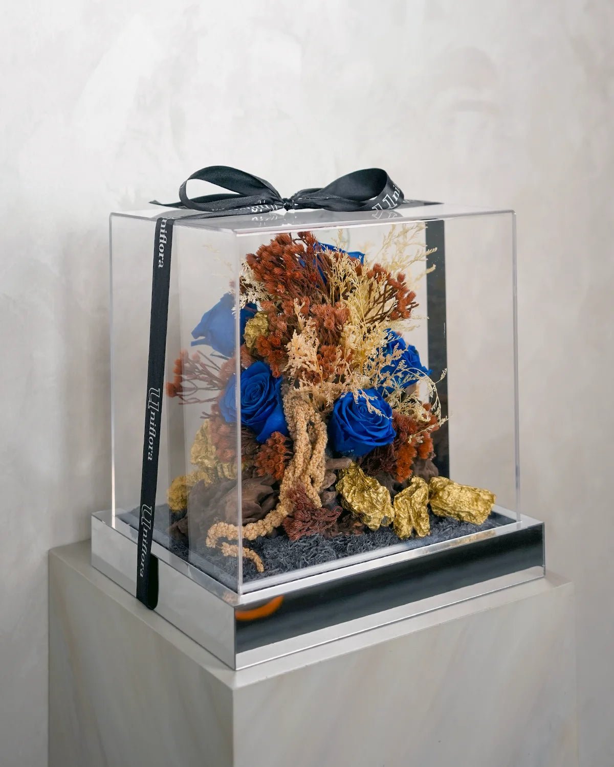 Dark Blue Infinity Rose Acrylic Box - Uniflora