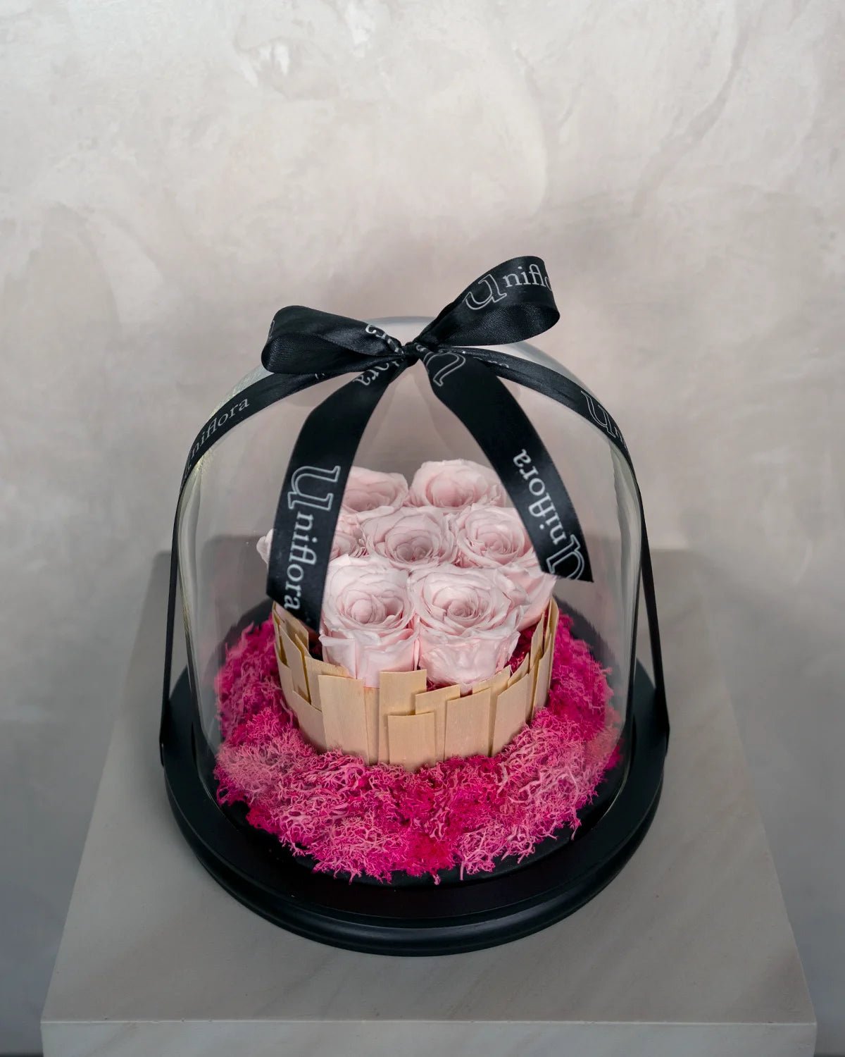 Pink Infinity Rose Glass Dome - Uniflora