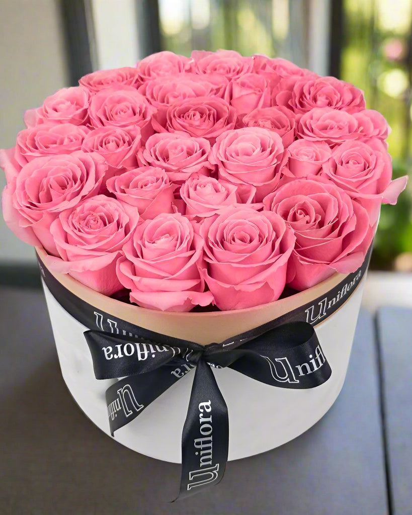 Pink Roses Box, pink roses flower box, from Uniflora Dubai
