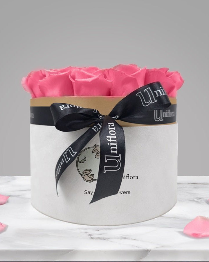 Pink Roses Box, pink roses flower box, from Uniflora Dubai (alternate view)