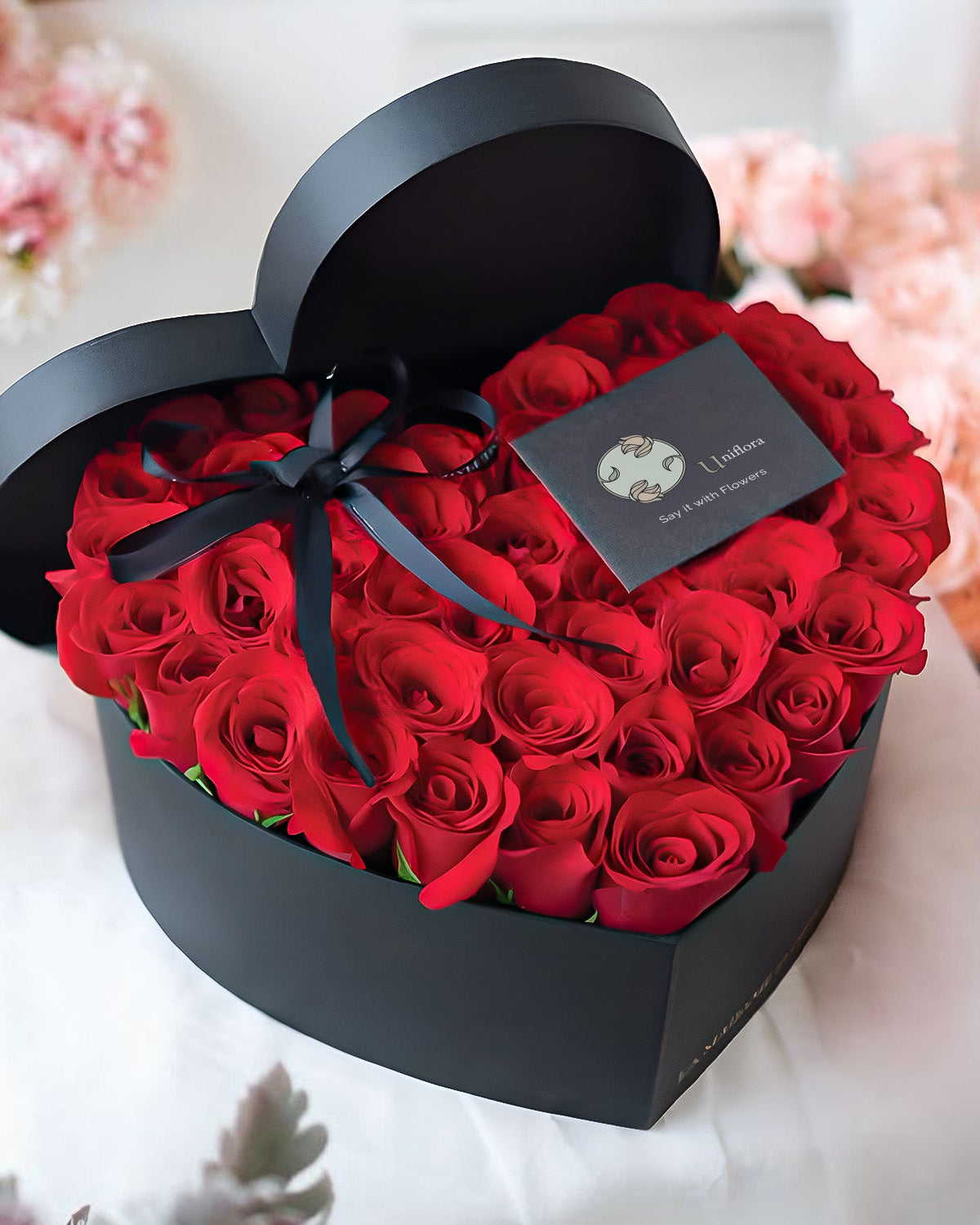 Red Roses Heart Box - Uniflora