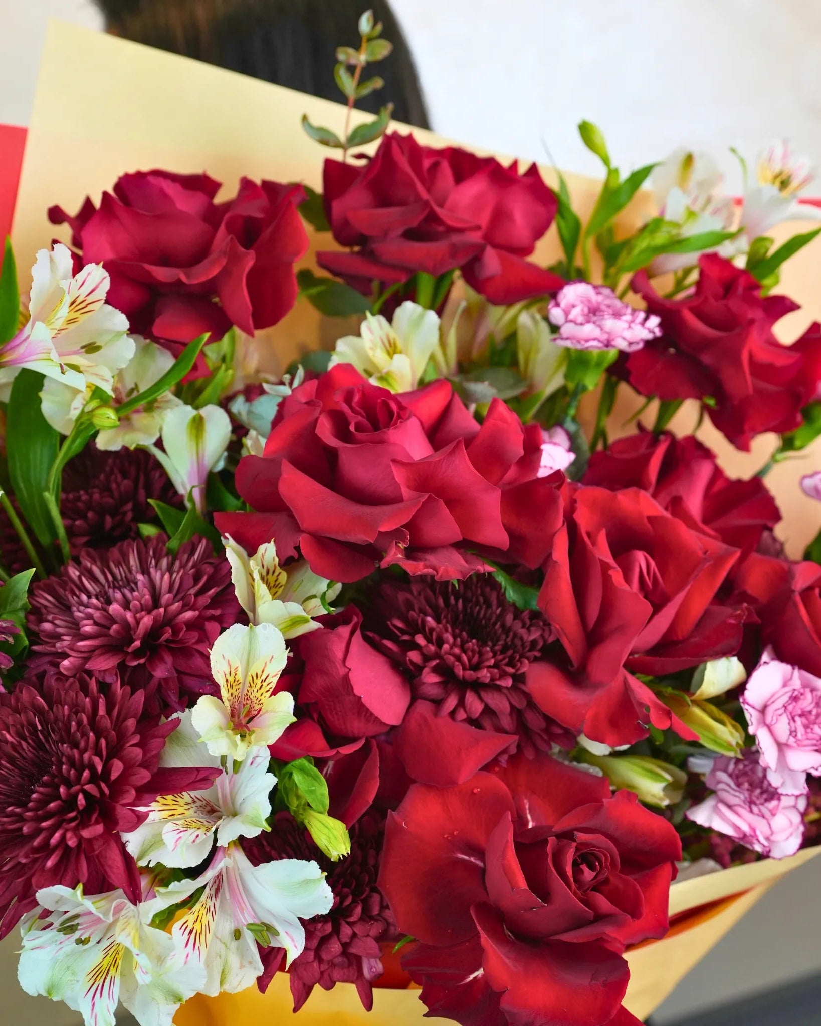 Ruby Romance, red roses bouquet, from Uniflora Dubai (alternate view)