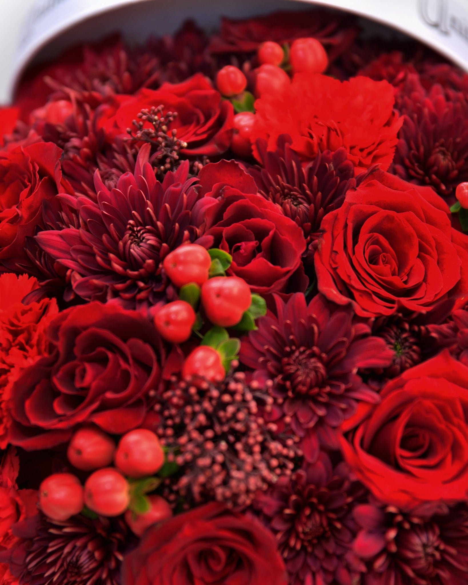 Scarlet Desire Box, red roses flower box, from Uniflora Dubai (alternate view)