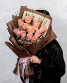 12 Baby Pink Roses Bouquet - Uniflora