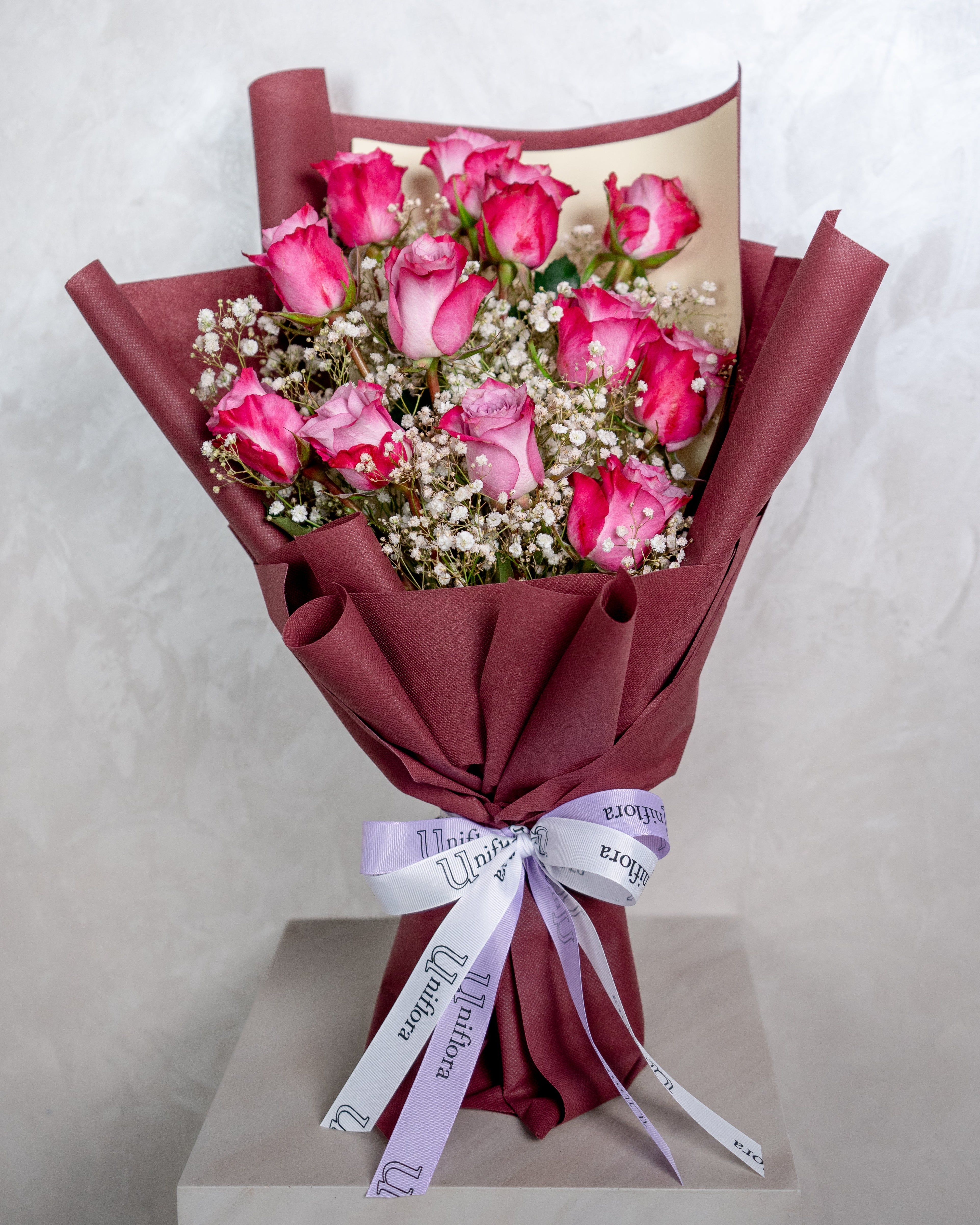 12 Purple Roses Bouquet - Uniflora