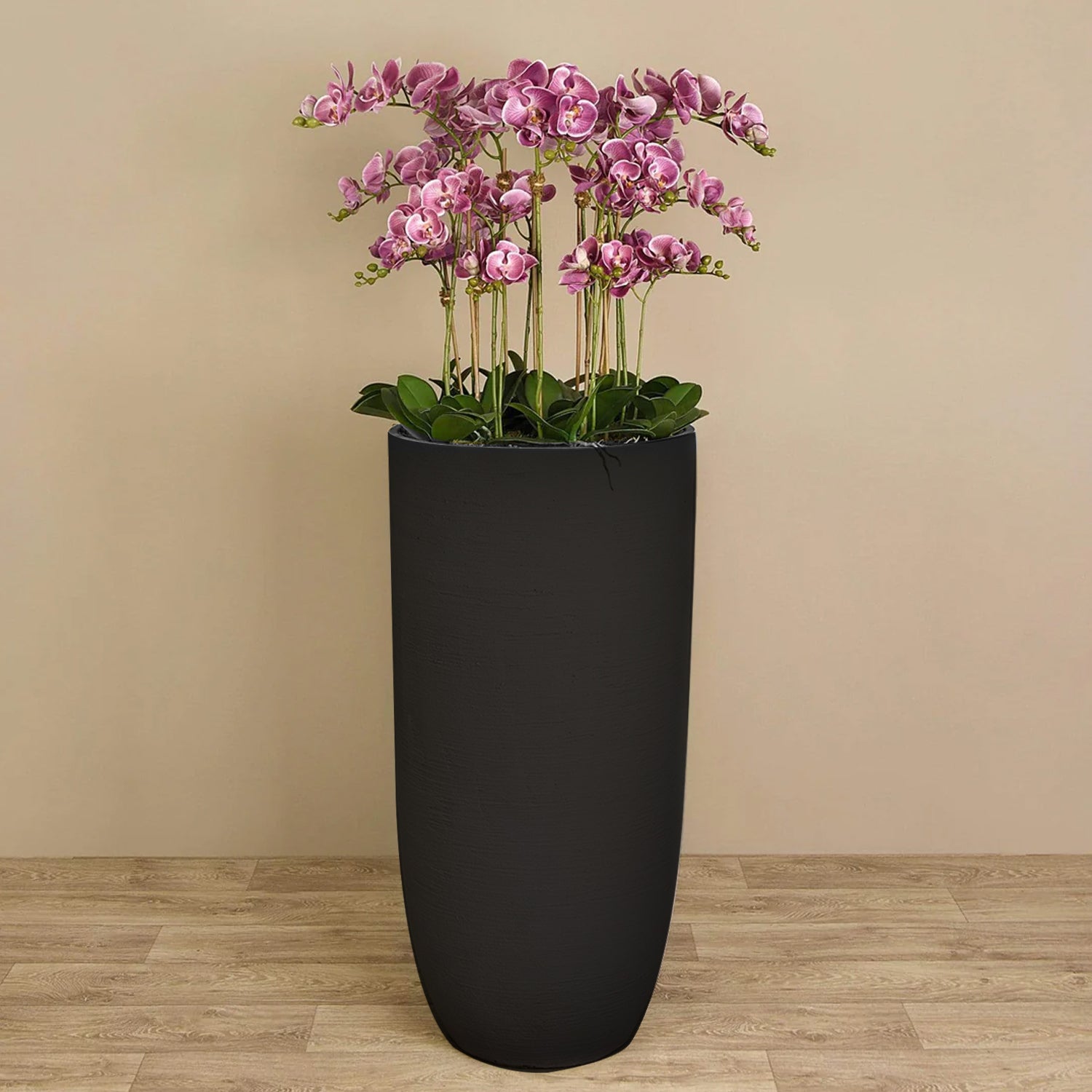 Artificial Orchid in Fiberclay Pot - Black