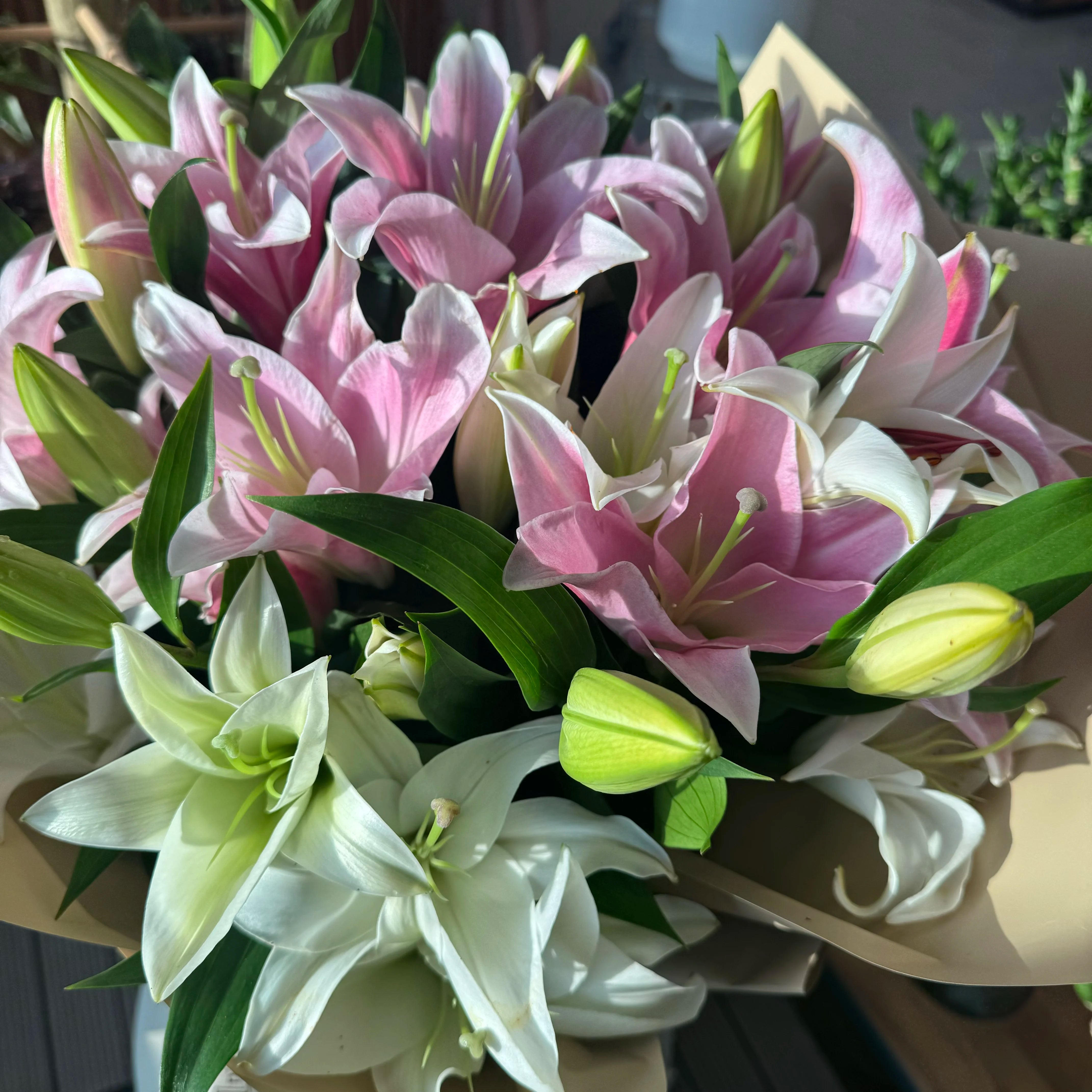 Pink and White Lily Bouquet