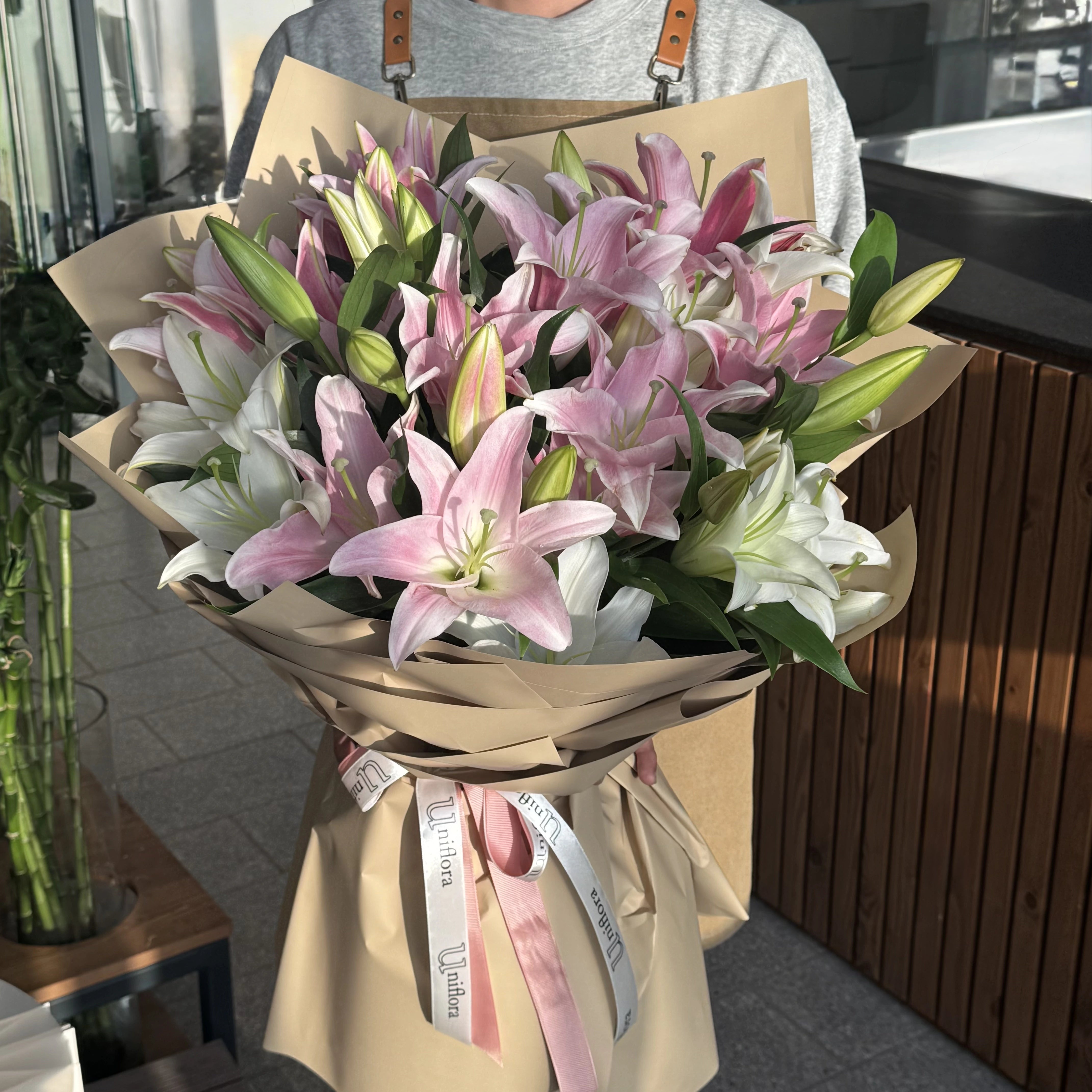 Pink and White Lily Bouquet