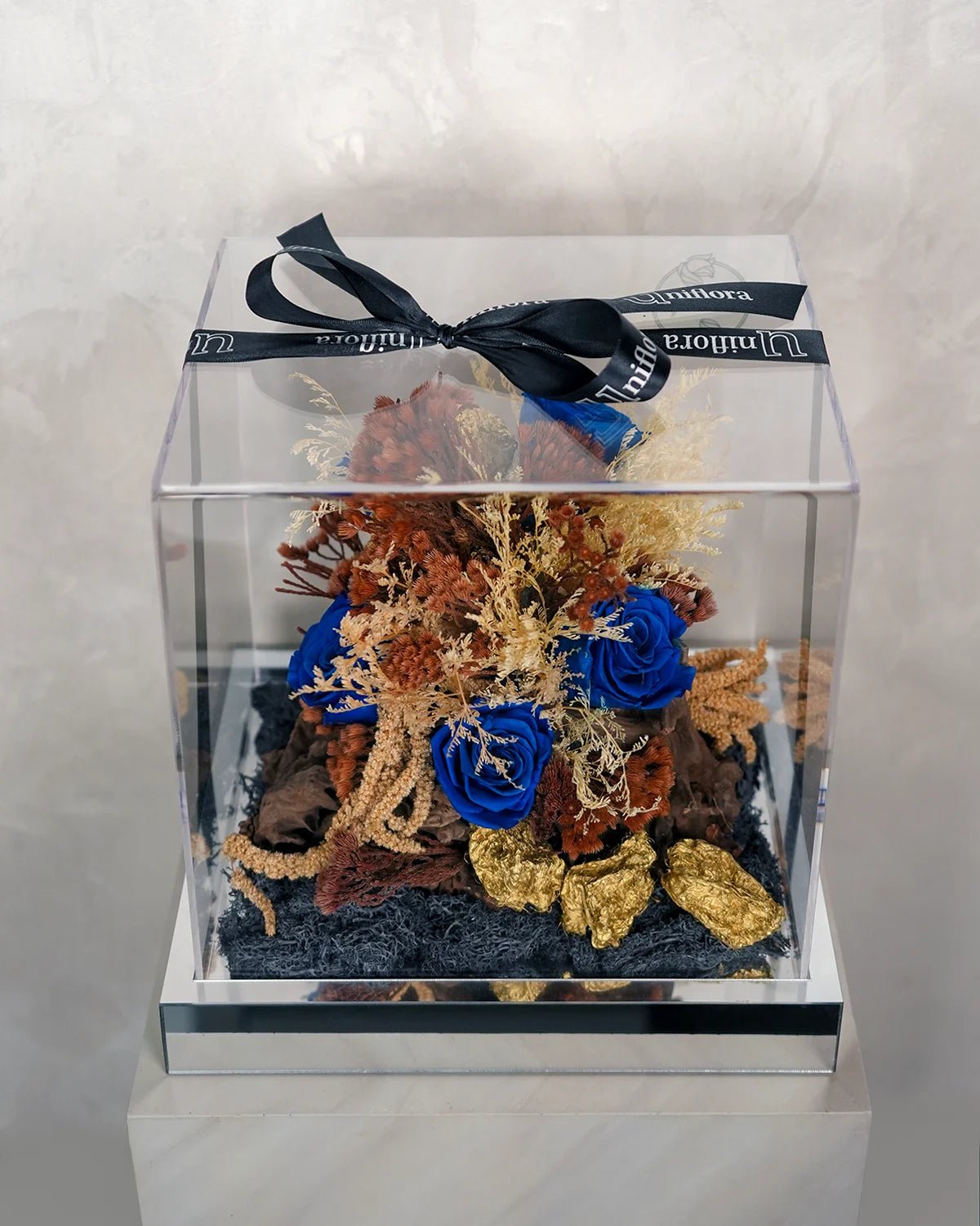 Dark Blue Infinity Rose Acrylic Box - Uniflora