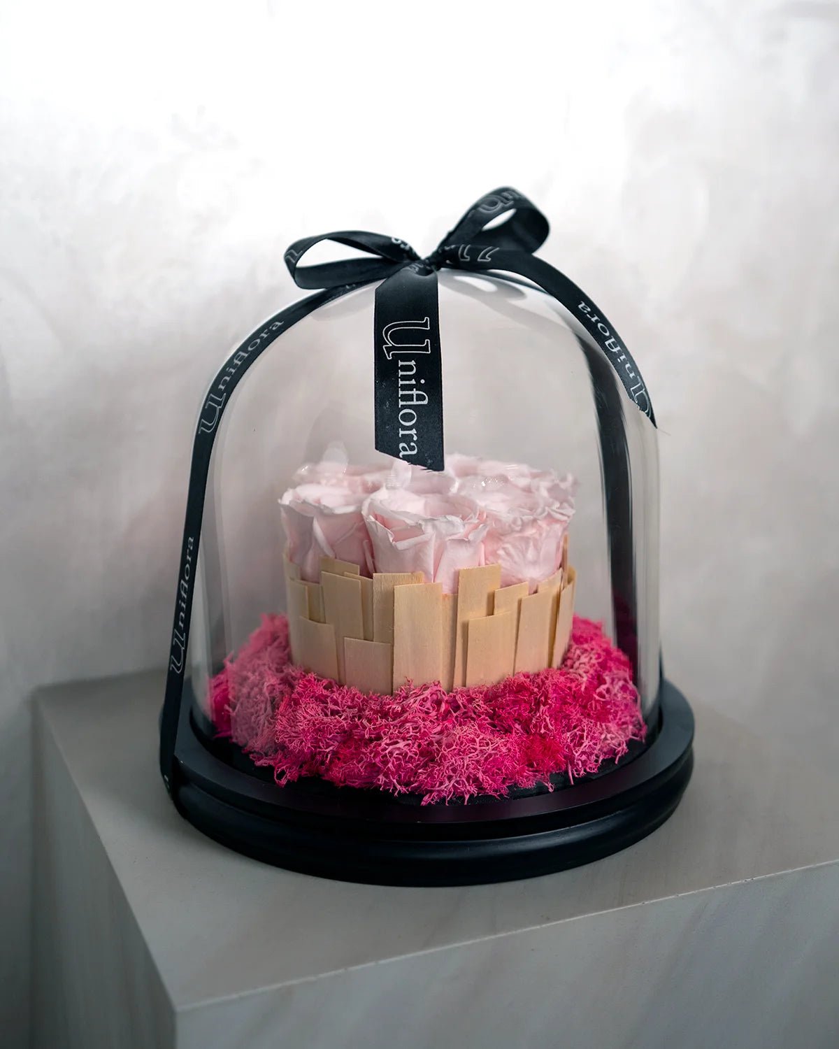 Pink Infinity Rose Glass Dome - Uniflora