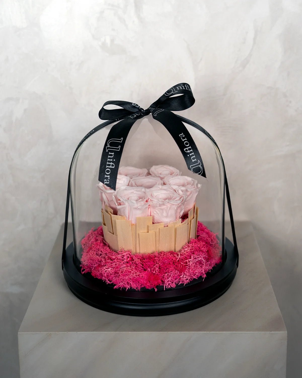 Pink Infinity Rose Glass Dome - Uniflora